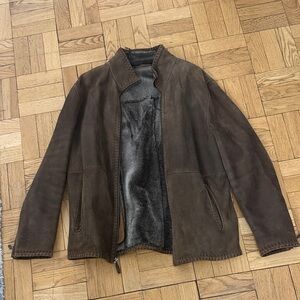 Men's Brown Leather Shearling Jacket